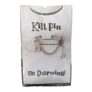 Pink Ballerina Flower Embellished Dancing Pin Brooch Kilt Pin